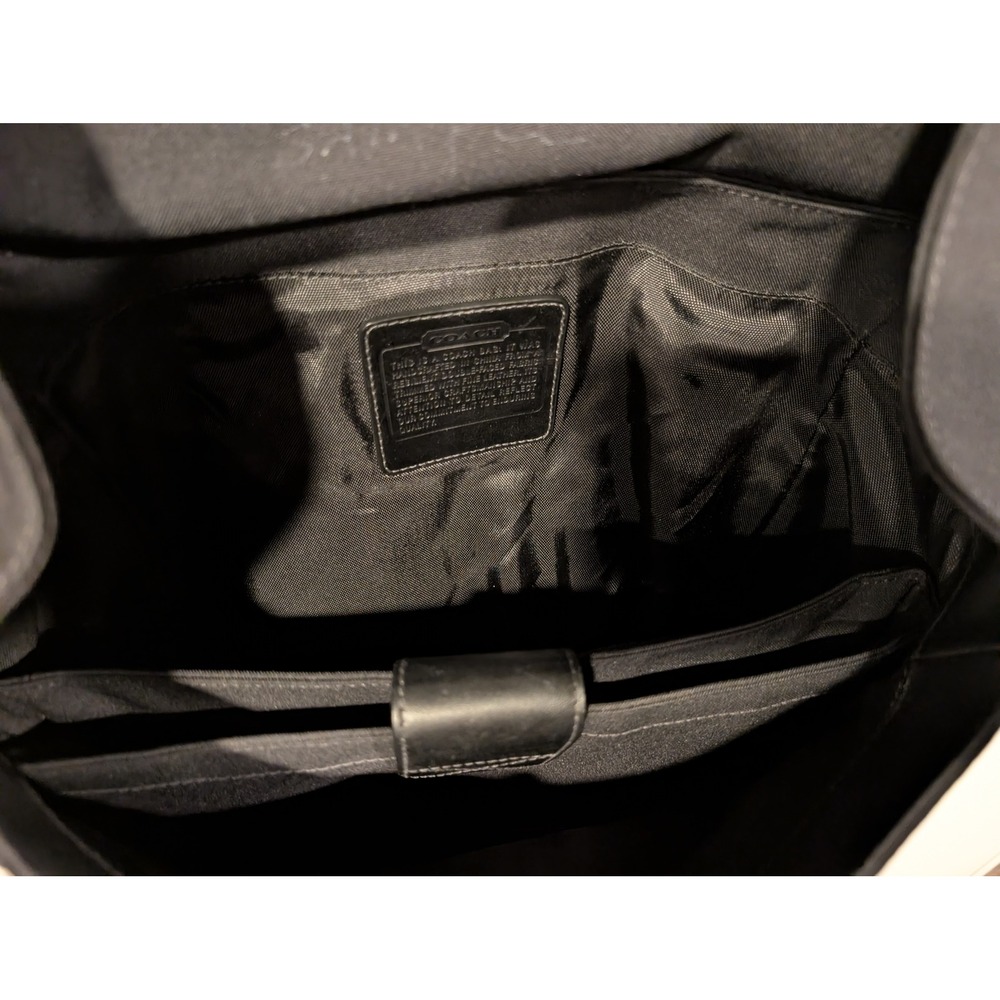 Vintage Coach Backpack Black Canvas Leather Trim Flap Large Utility Travel Bag - Picture 9 of 15